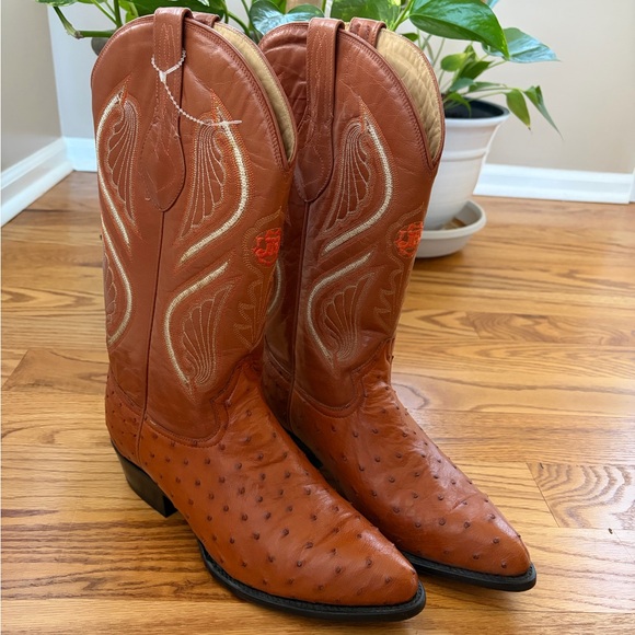 Other - Men’s Cowboy Ostrich Boots Men’s Size 27.5 Mex 9 US Embroidered Made in Mexico